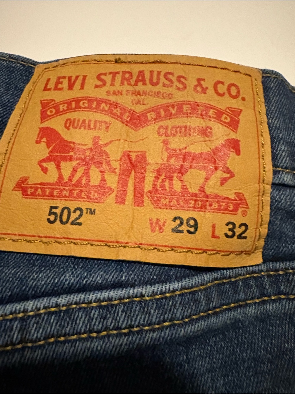 Levi's 502 Regular Taper Jeans Blue Denim 29x32 - Picture 7 of 16
